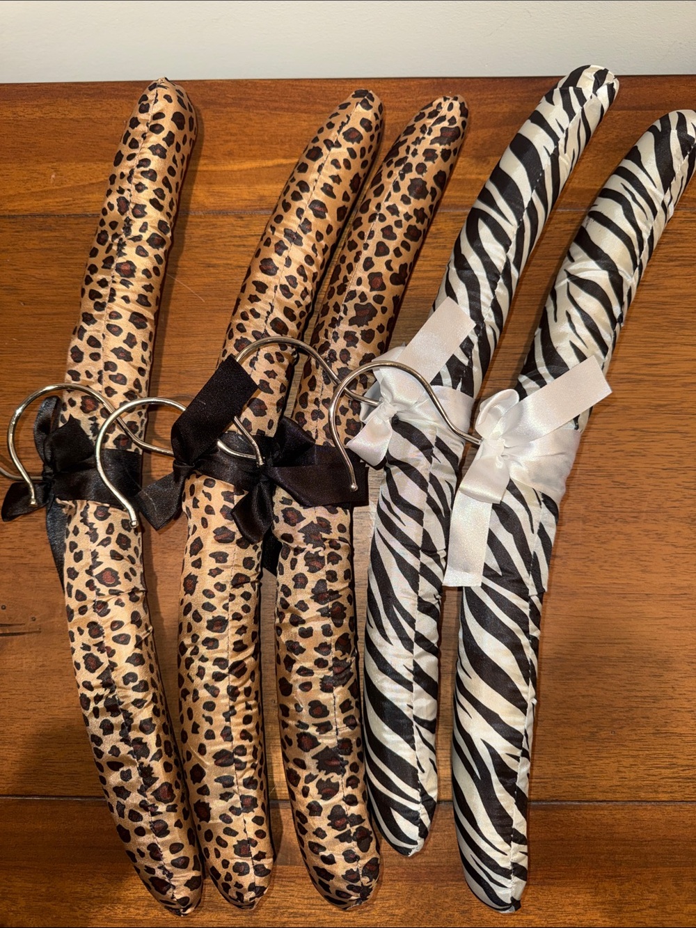 Set of 5 Padded Animal Print Hangers - Leopard & Zebra